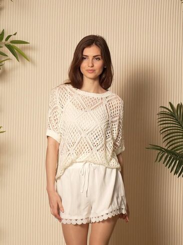 Dokotoo Womens Shorts Summer Casual Loose Elastic Waist Drawstring Lace Boho Beach Cover Up Shorts in Kuwait