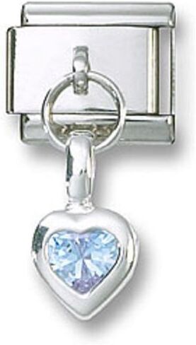 Italian Charm Link Dangle Birthstone Heart CZ Sterling Silver June in Saudi Arabia
