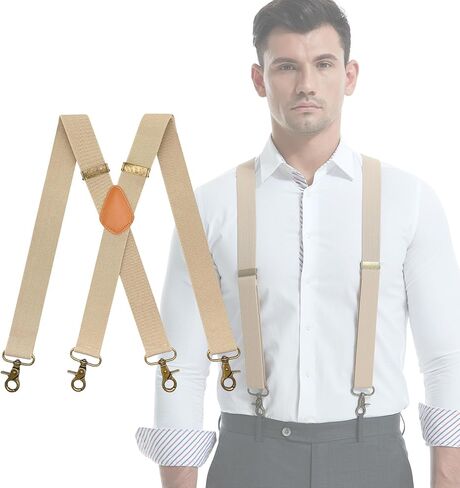 Suspenders for Men Heavy Duty, X Back Mens Suspenders with 4 Snap Hooks, 1.4" Wide in Saudi Arabia