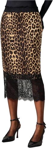 MakeMeChic Women's Summer Y2K Cheetah Lace Midi Skirt Floral High Waisted Skirts in Saudi Arabia