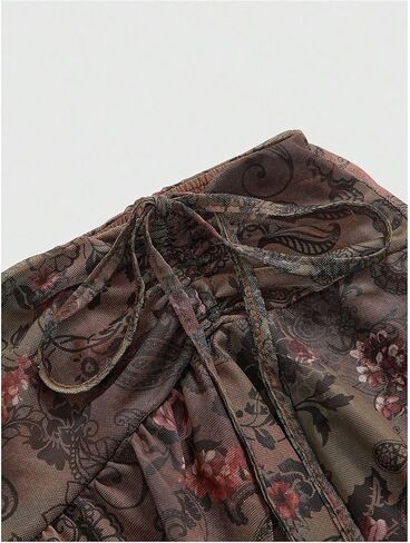 WDIRARA Women's Plus Size Paisley Floral Layered Ruffle Skirt Vintage High Low Long Skirts Boho Hippie Style in Saudi Arabia