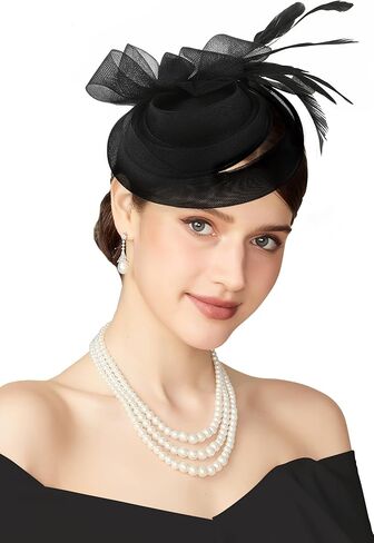 Fascinators Hats for Women - Tea Party Kentucky Fascinator Derby Pillbox Hat Tulle Knot Headband with Hair Clip in Saudi Arabia
