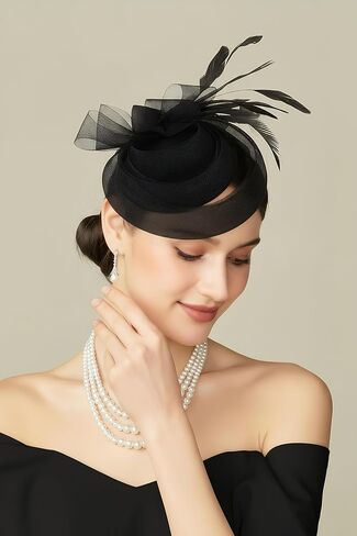 Fascinators Hats for Women - Tea Party Kentucky Fascinator Derby Pillbox Hat Tulle Knot Headband with Hair Clip in Saudi Arabia