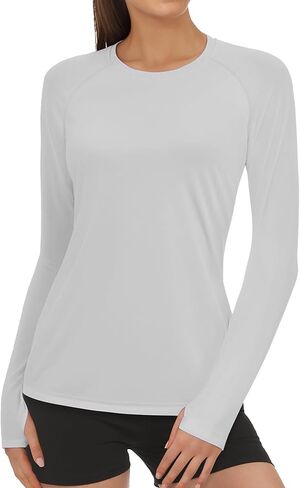 AURUZA UPF50+ Women Rash Guard UV Protection Shirts, Quick Dry Workout Long Sleeve Shirts Sun Swimming Tops for Women in Saudi Arabia