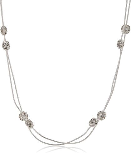 Anne Klein Silver Tone and Crystal 42" Fireball Illusion Strand Necklace in Saudi Arabia