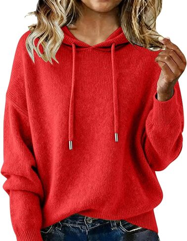 Cashmere Sweaters for Women Casual 2025 Soft Wool Hoodies Fall Winter Warm Cozy Knitted Drawstring Hooded Pullover in Kuwait