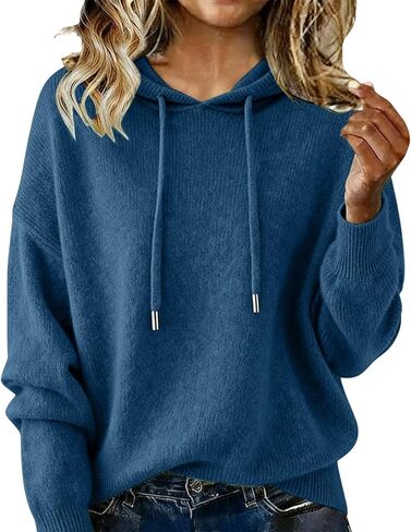 Cashmere Sweaters for Women Casual 2025 Soft Wool Hoodies Fall Winter Warm Cozy Knitted Drawstring Hooded Pullover in Kuwait