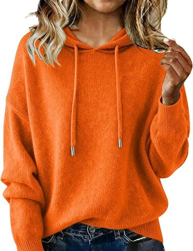 Cashmere Sweaters for Women Casual 2025 Soft Wool Hoodies Fall Winter Warm Cozy Knitted Drawstring Hooded Pullover in Kuwait