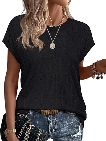 Sampeel Womens Tops Short Sleeve Sweaters 2026 Summer Spring Beach Vacation Clothes Business Casual Outfits in Saudi Arabia