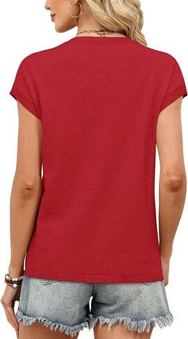Sampeel Womens Tops Short Sleeve Sweaters 2026 Summer Spring Beach Vacation Clothes Business Casual Outfits in Saudi Arabia