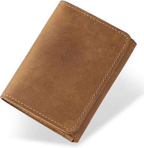 Leather Business Card Holder for Men – Vintage Full-Grain Business Card Case & Slim Card Wallet with Snap Closure, Holds 20+ Business Cards, 5 Card Slots & Cash Pocket, Gift Box Ready in Saudi Arabia