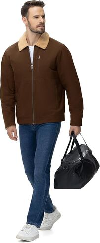Rdruko Men's Winter Sherpa Jacket Thick Fleece Lined Cotton Full Zip Warm Coat Trucker Work in Saudi Arabia