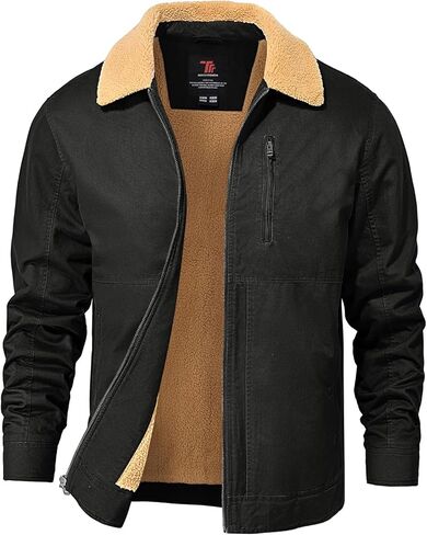 Rdruko Men's Winter Sherpa Jacket Thick Fleece Lined Cotton Full Zip Warm Coat Trucker Work in Saudi Arabia