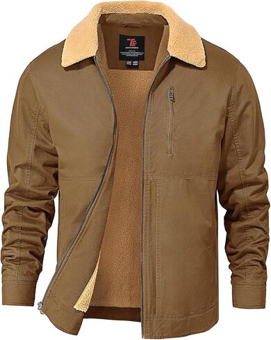Rdruko Men's Winter Sherpa Jacket Thick Fleece Lined Cotton Full Zip Warm Coat Trucker Work in Saudi Arabia