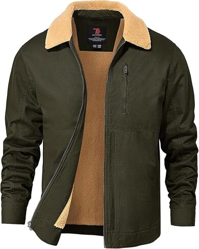Rdruko Men's Winter Sherpa Jacket Thick Fleece Lined Cotton Full Zip Warm Coat Trucker Work in Saudi Arabia