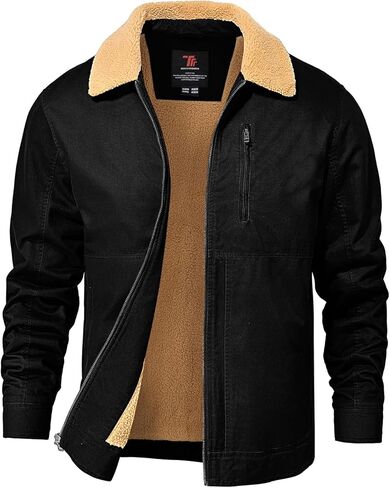 Rdruko Men's Winter Sherpa Jacket Thick Fleece Lined Cotton Full Zip Warm Coat Trucker Work in Saudi Arabia