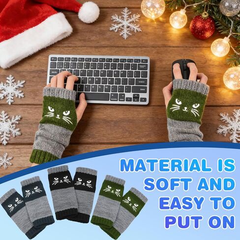 Cat Embroidery Splicing Knitted Gloves Warm Gloves Fashion Thick Warm Winter Gloves Winter Item Selection in Saudi Arabia