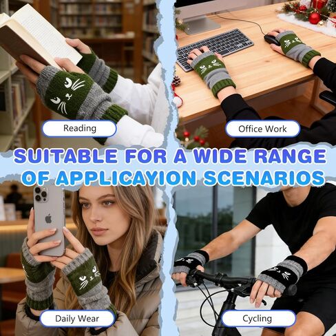 Cat Embroidery Splicing Knitted Gloves Warm Gloves Fashion Thick Warm Winter Gloves Winter Item Selection in Saudi Arabia