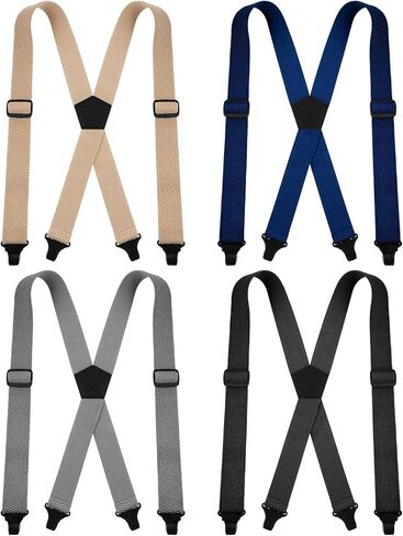 4 Pcs X Back Hidden Suspenders for Men, Heavy Duty Under Clothing Suspenders with Clips for Men Women Airport Friendly in Saudi Arabia