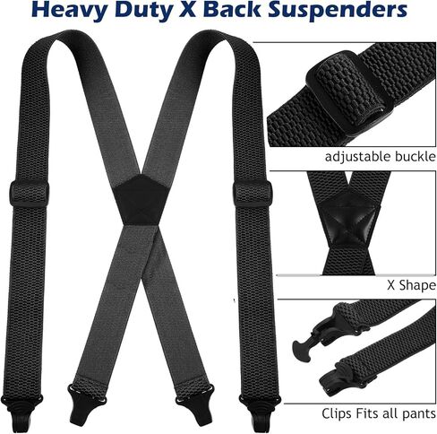4 Pcs X Back Hidden Suspenders for Men, Heavy Duty Under Clothing Suspenders with Clips for Men Women Airport Friendly in Saudi Arabia