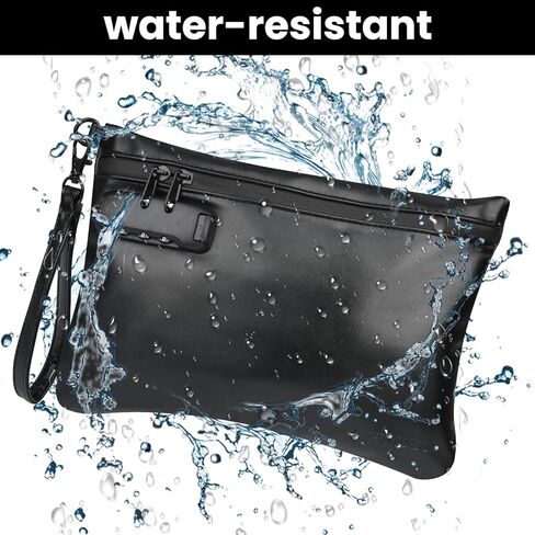 PU Leather Storage Bag with 8 PCS Accessories, 10'' X 7.8'' Medium Travel Organizers Pouch with Combination Lock, Waterproof Organizers Case, Great Gifts Ideal (Black) in Saudi Arabia