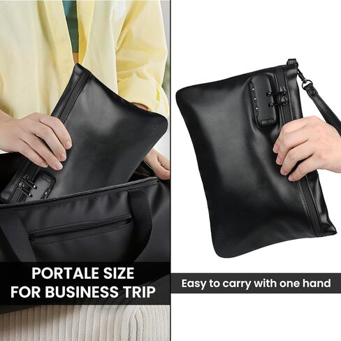 PU Leather Storage Bag with 8 PCS Accessories, 10'' X 7.8'' Medium Travel Organizers Pouch with Combination Lock, Waterproof Organizers Case, Great Gifts Ideal (Black) in Saudi Arabia