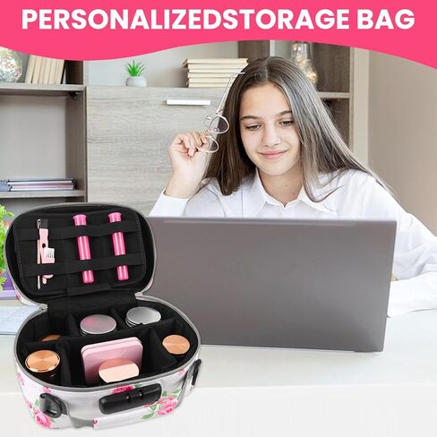 حقيبة تخزين كبيرة تحتوي على 11 قطعة صغيرة، حقيبة تخزين محمولة مع قفل مجمع للمنزل والسفر، وردي وردي in Saudi Arabia