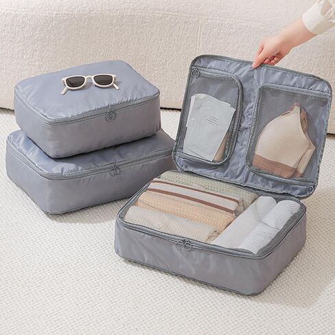 Packing Cubes for Suitcases, 1Pcs Lightweight Travel Luggage Packing Organizers, Compression Storage Shoe Bag, Clothing Underwear Bag, Travel Cubes Set for Man & Women(Grey) in Saudi Arabia