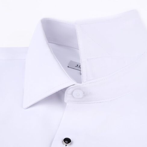 Men's Dress Shirt White 4-Way Stretch Convertible Tuxedo and Regular Bowtie, Cufflinks and Stud Included in Saudi Arabia