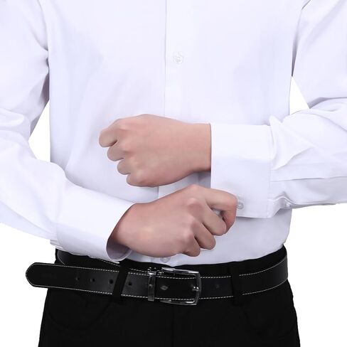 Men's Dress Shirt White 4-Way Stretch Convertible Tuxedo and Regular Bowtie, Cufflinks and Stud Included in Saudi Arabia