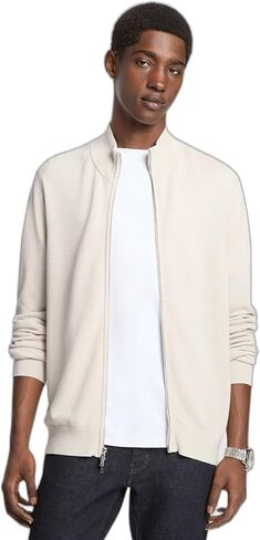 Michael Kors Mens Textured Full Zip Sweater in Saudi Arabia