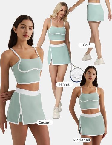 High Waisted Tennis Skirts for Women Side Slit Golf Skorts with 3 Pockets A Line Athletic Skirt in Shorts for Workout Sports in Kuwait