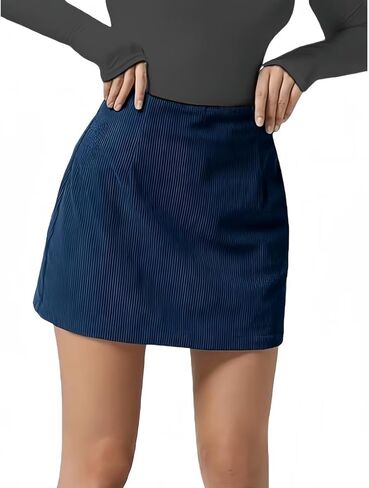 Corduroy Skirt Women Petite Skort High Waisted Casual Short Fall Winter A-line Mini Skirt in Saudi Arabia