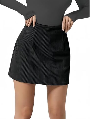 Corduroy Skirt Women Petite Skort High Waisted Casual Short Fall Winter A-line Mini Skirt in Saudi Arabia