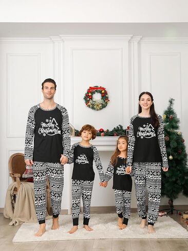 Christmas Pajamas Set for Family, Funny Matching Christmas Elements Printed Pjs Sets Xmas Pajama for Adults in Saudi Arabia