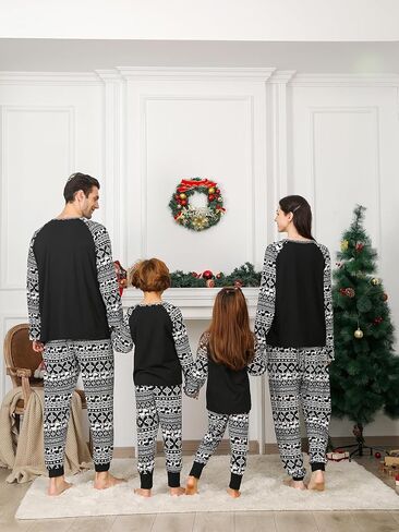 Christmas Pajamas Set for Family, Funny Matching Christmas Elements Printed Pjs Sets Xmas Pajama for Adults in Saudi Arabia