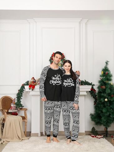 Christmas Pajamas Set for Family, Funny Matching Christmas Elements Printed Pjs Sets Xmas Pajama for Adults in Saudi Arabia