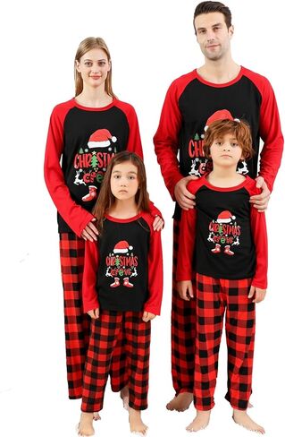 Christmas Pajamas Set for Family, Funny Matching Christmas Elements Printed Pjs Sets Xmas Pajama for Adults in Saudi Arabia