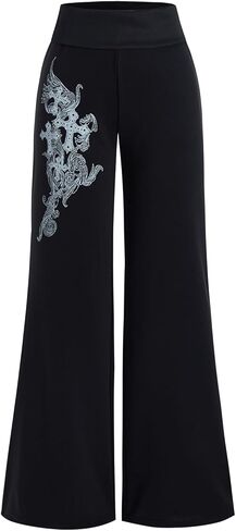 Women's Goth Print Flare Pants Grunge Punk Low Rise Party Club Trousers Streetwear in Saudi Arabia