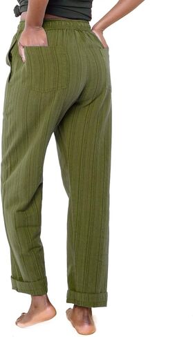 Soul Flower Striped Hippie Pants - Casual Unisex Cotton Lounge Bottoms with Pockets for Men and Women in Saudi Arabia