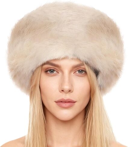 Russian Hat Winter Faux Fur Hats Cossack Hat Warm Russian Style Cap for Women in Saudi Arabia