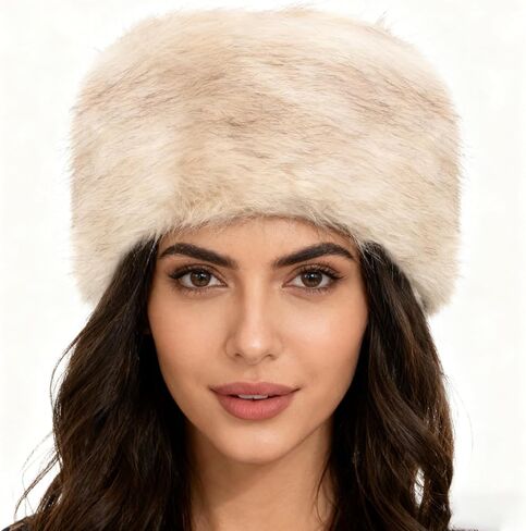 Russian Hat Winter Faux Fur Hats Cossack Hat Warm Russian Style Cap for Women in Saudi Arabia