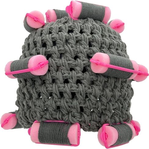 Old Lady Costume Beanie for Women Funny Granny Wig Knit Hat with Curlers 100 Day of School for Kids Girls in Kuwait