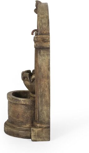 نافورة أرضية خارجية مقاومة للطقس مقاس 35.25 بوصة مع مصابيح LED، بني فاتح in Kuwait