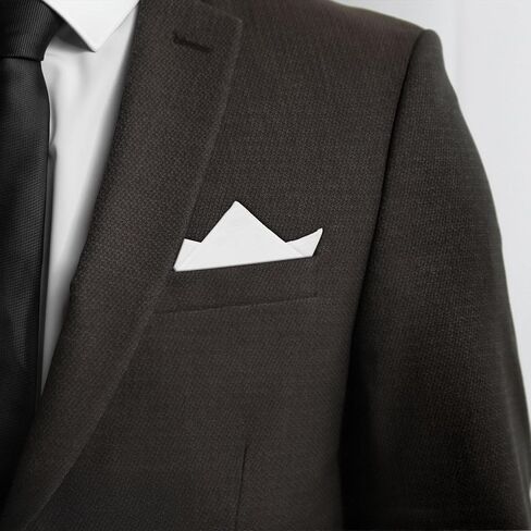 White Cotton Pocket Squares for Men - Premium Breathable Handkerchiefs, Mens Ladies Handkerchief with Pocket Square Holder, White Silk Pocket Squares for Suit Jacket Shirt Wedding Party in Saudi Arabia