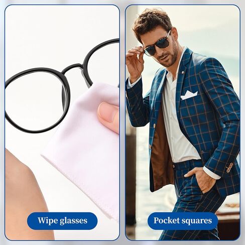 White Cotton Pocket Squares for Men - Premium Breathable Handkerchiefs, Mens Ladies Handkerchief with Pocket Square Holder, White Silk Pocket Squares for Suit Jacket Shirt Wedding Party in Saudi Arabia