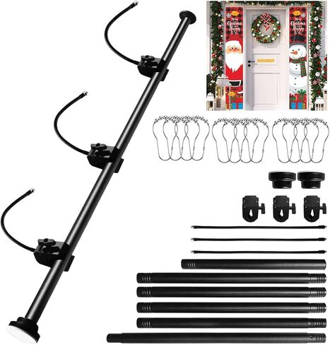 LUTTY Garland Hanger لإطار الباب الأمامي قابل للتعديل 26.77 بوصة - 89.37 بوصة حامل شماعات إكليل باب للخدمة الشاقة لديكورات عيد الميلاد والهالوين، أكاليل الزهور، الأضواء، بدون حفر، خالية من الأضرار in Kuwait