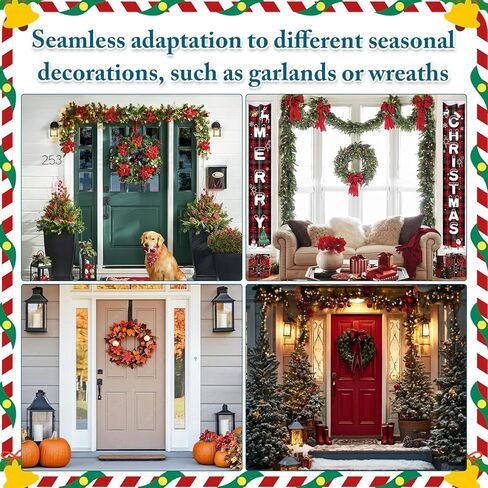 LUTTY Garland Hanger لإطار الباب الأمامي قابل للتعديل 26.77 بوصة - 89.37 بوصة حامل شماعات إكليل باب للخدمة الشاقة لديكورات عيد الميلاد والهالوين، أكاليل الزهور، الأضواء، بدون حفر، خالية من الأضرار in Kuwait