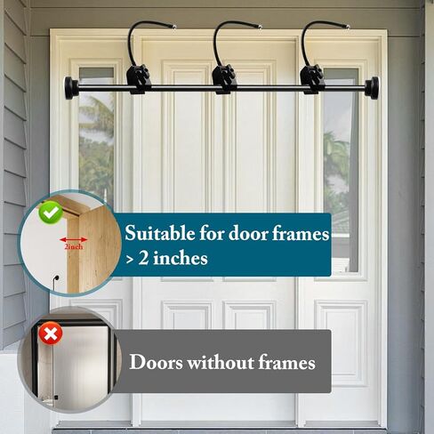 LUTTY Garland Hanger لإطار الباب الأمامي قابل للتعديل 26.77 بوصة - 89.37 بوصة حامل شماعات إكليل باب للخدمة الشاقة لديكورات عيد الميلاد والهالوين، أكاليل الزهور، الأضواء، بدون حفر، خالية من الأضرار in Kuwait