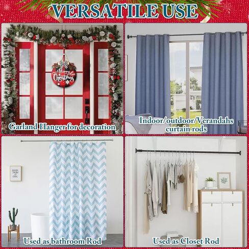 LUTTY Garland Hanger لإطار الباب الأمامي قابل للتعديل 26.77 بوصة - 89.37 بوصة حامل شماعات إكليل باب للخدمة الشاقة لديكورات عيد الميلاد والهالوين، أكاليل الزهور، الأضواء، بدون حفر، خالية من الأضرار in Kuwait
